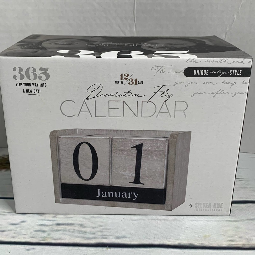 New in Box Decorative Wood Calendar